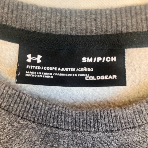 Under Armour Fitted Fleece Crewneck Sweatshirt Dark Gray Small Casual Activewear - Picture 3 of 9